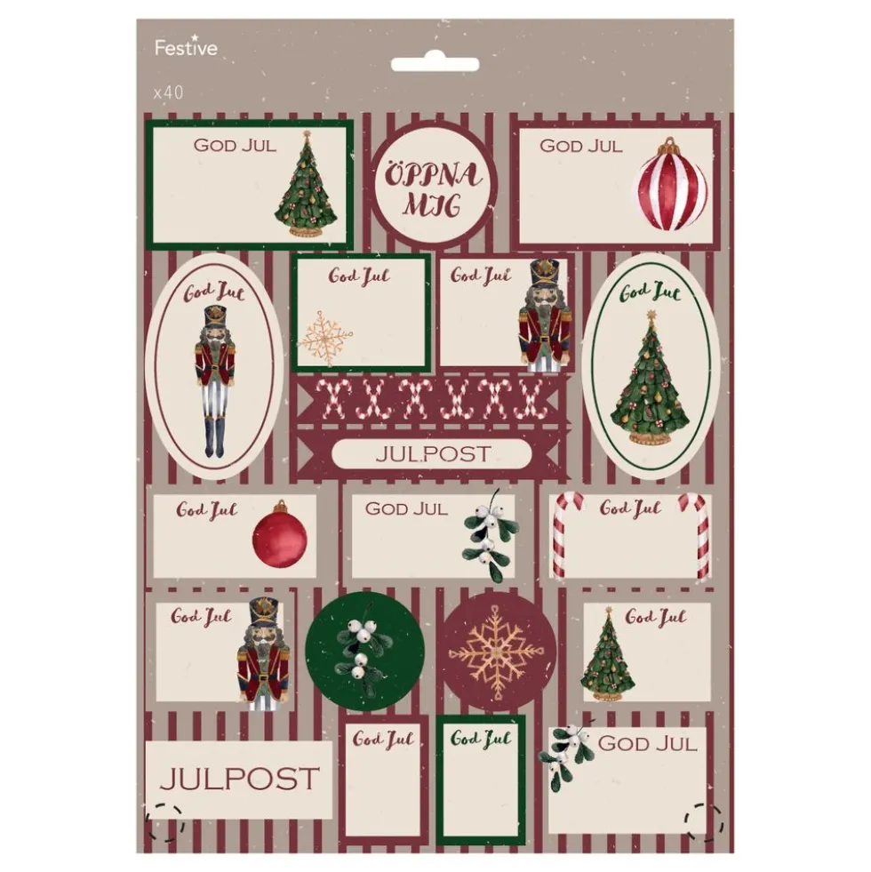 Juletiketter God Jul Motiv
