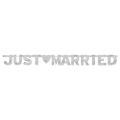 Just Married Bogstavguirlande Sølv