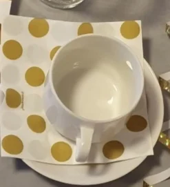 Kaffeservietter Guld/Hvid Prikket