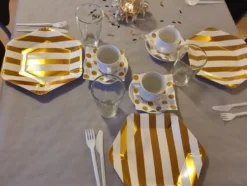 Kaffeservietter Guld/Hvid Prikket
