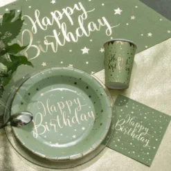 Kaffeservietter Happy Birthday Grøn/Guld