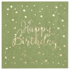 Kaffeservietter Happy Birthday Grøn/Guld