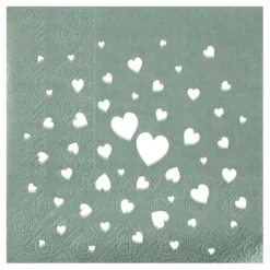 Kaffeservietter Hjerter Dusty Green