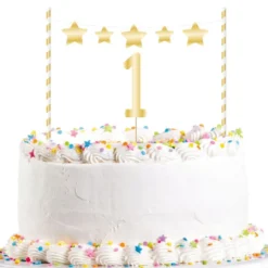 Kagedekorationer 1-års Fødselsdag Guld