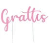 Kagedekoration "Grattis" Lyserød