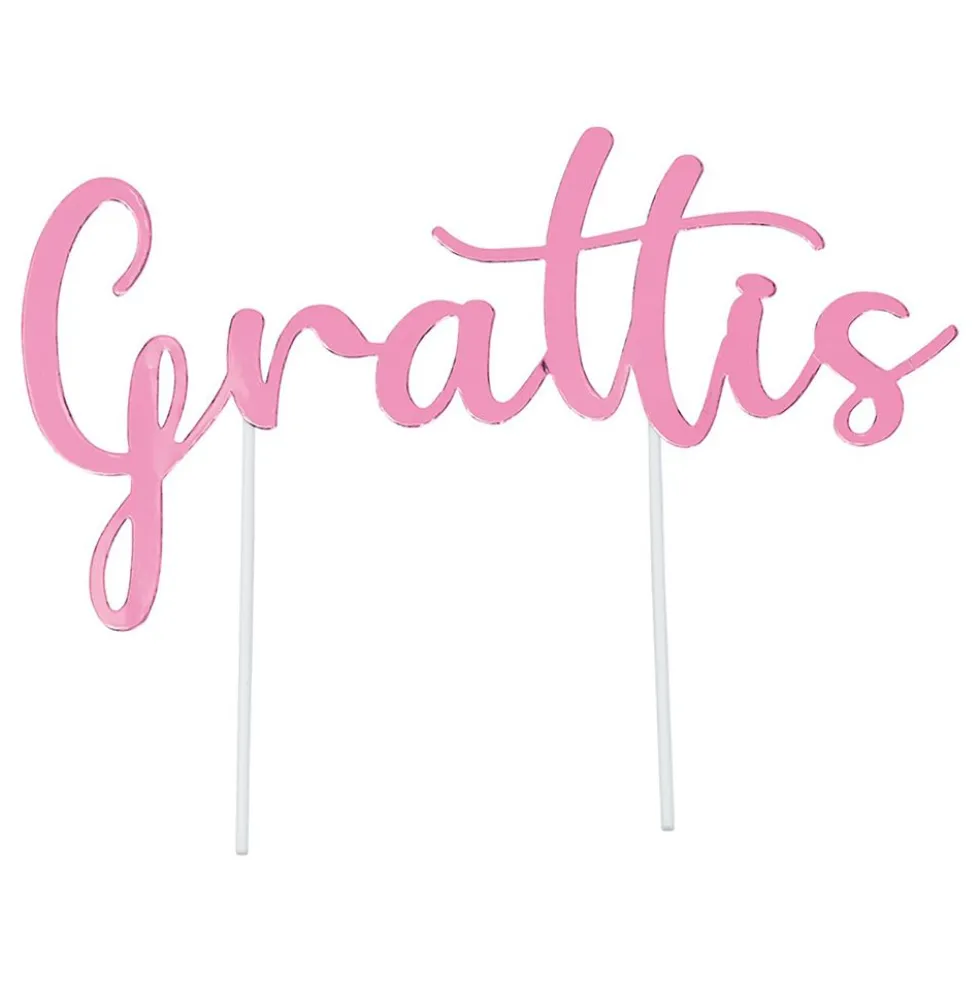Kagedekoration "Grattis" Lyserød
