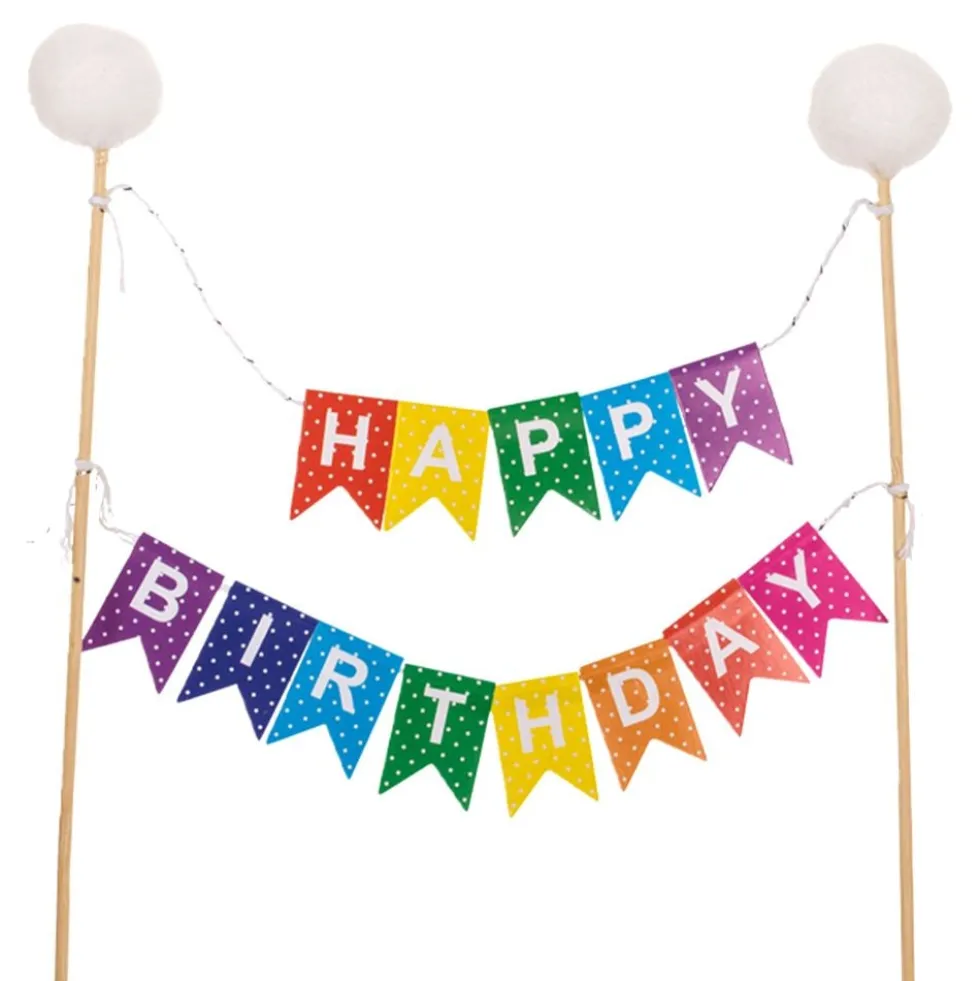 Kagedekoration Happy Birthday Vimpel
