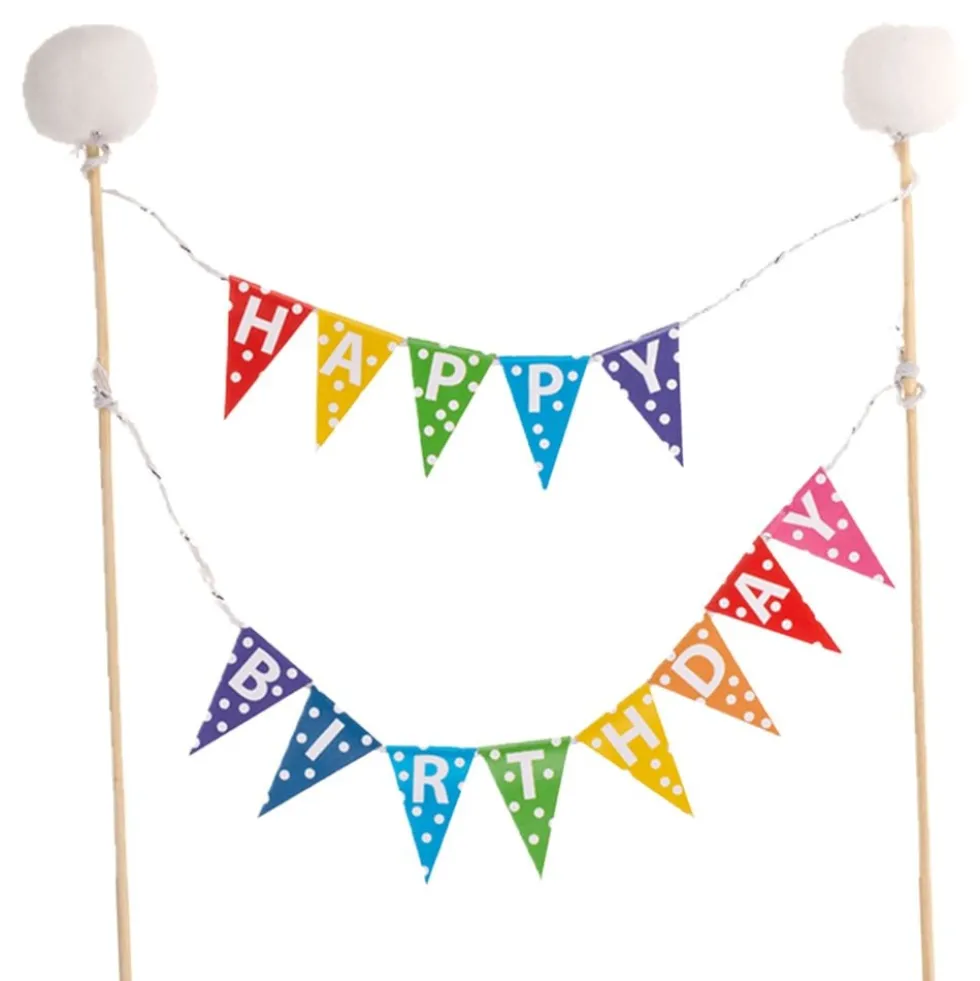 Kagedekoration Happy Birthday Vimpel