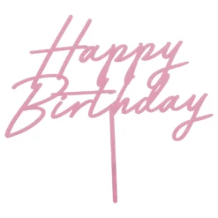 Kagedekoration Happy Birthday Lyserød