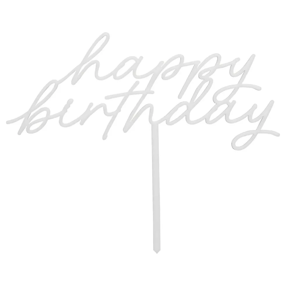 Kagedekoration Happy Birthday Cream Botanic