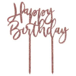 Kagedekoration Happy Birthday Rosaguld i Akryl