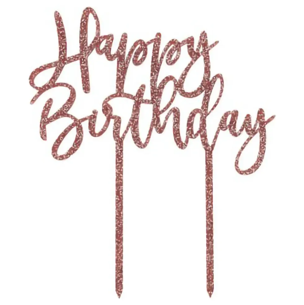 Kagedekoration Happy Birthday Rosaguld i Akryl