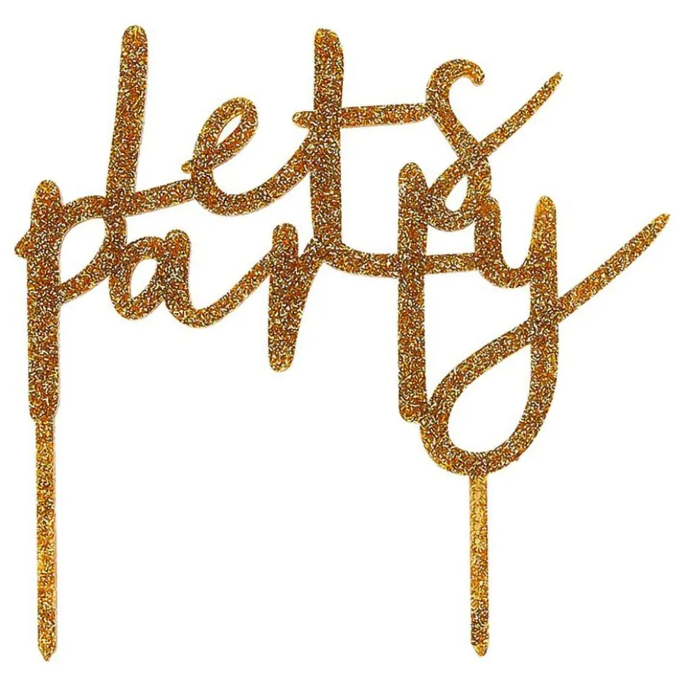 Kagedekoration Let's Party Guld i Akryl