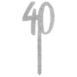 Kagedekoration 40 Sølv i Akryl