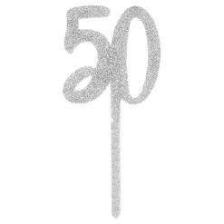 Kagedekoration 50 Sølv i Akryl