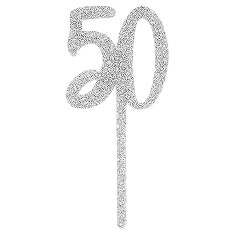 Kagedekoration 50 Sølv i Akryl