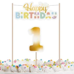 Kagedekoration 1st Birthday Rainbow
