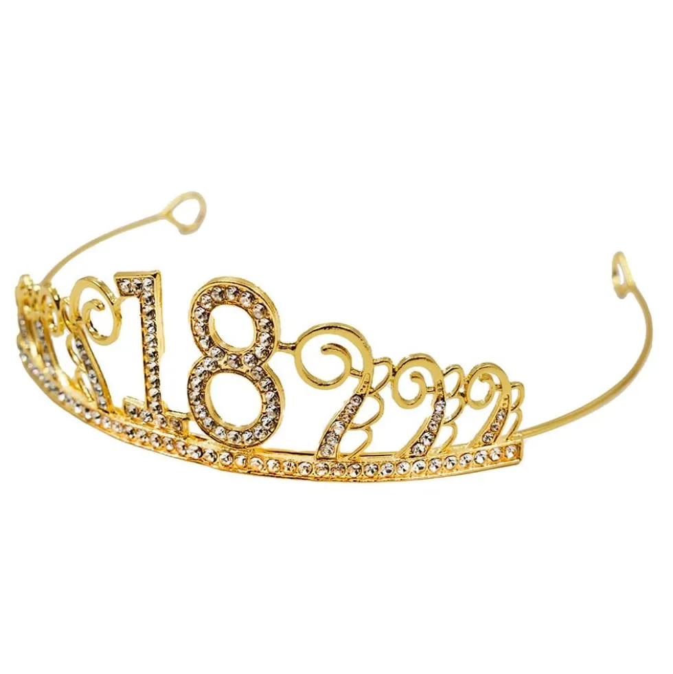 Kagedekoration Tiara Tal i Metal Guld