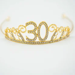 Kagedekoration Tiara Tal i Metal Guld