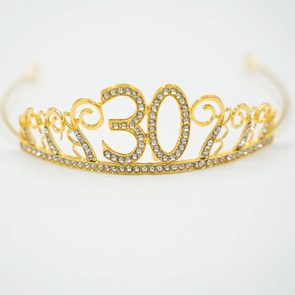 Kagedekoration Tiara Tal i Metal Guld