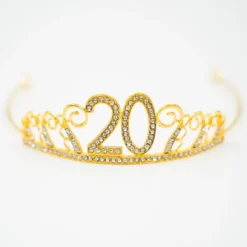 Kagedekoration Tiara Tal i Metal Guld