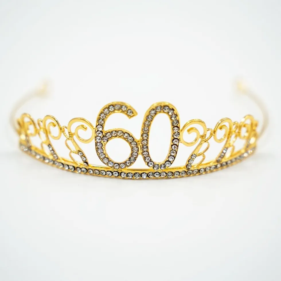 Kagedekoration Tiara Tal i Metal Guld