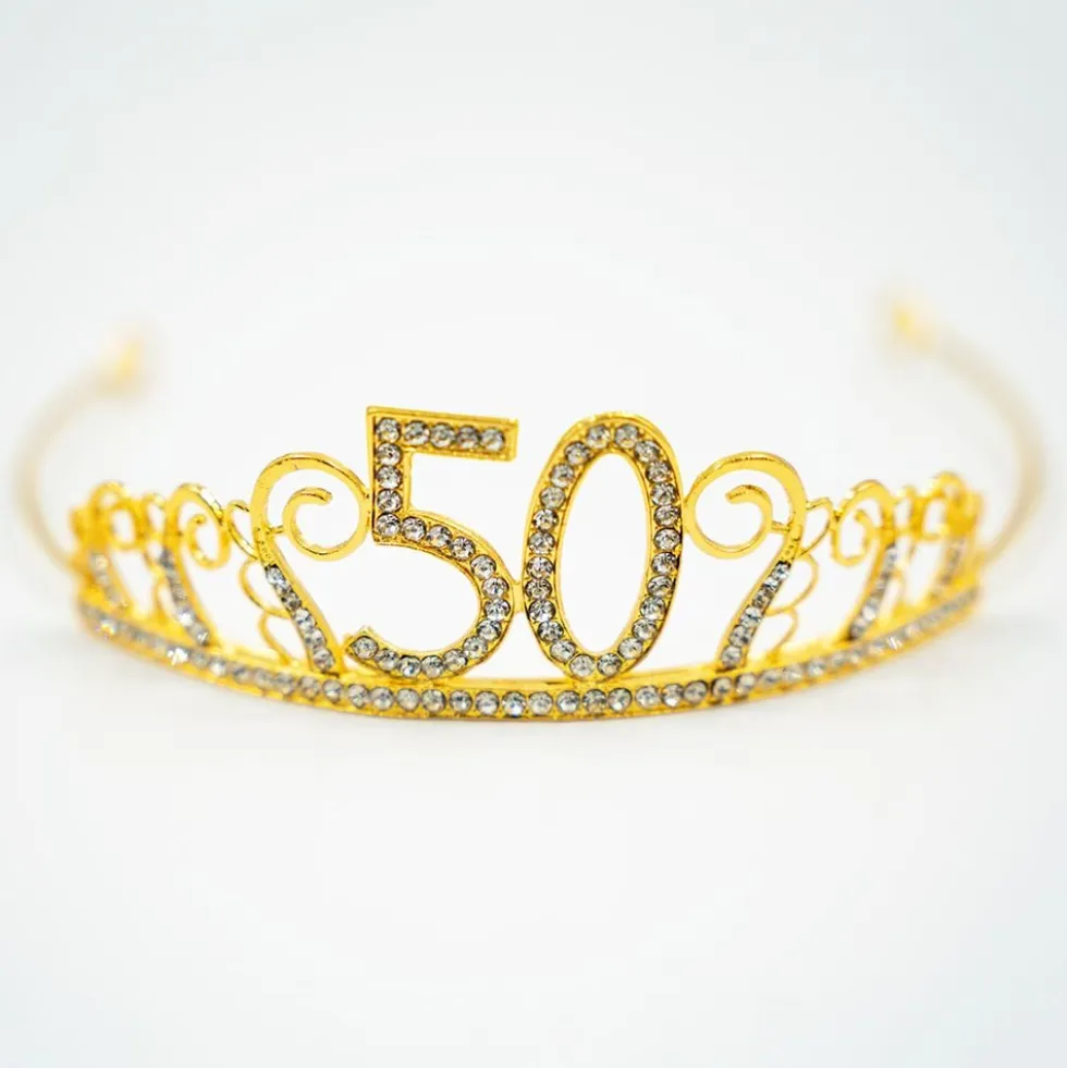 Kagedekoration Tiara Tal i Metal Guld