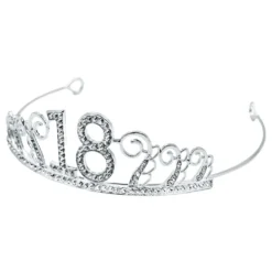 Kagedekoration Tiara Tal i Metal Sølv