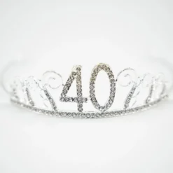 Kagedekoration Tiara Tal i Metal Sølv