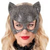 Kat Halvmaske med Strass