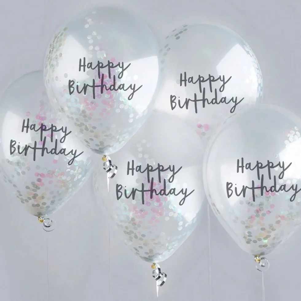 Konfettiballoner Happy Birthday Farveskinnende