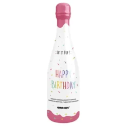 Konfettikanon Flaske Happy Birthday Lyserød