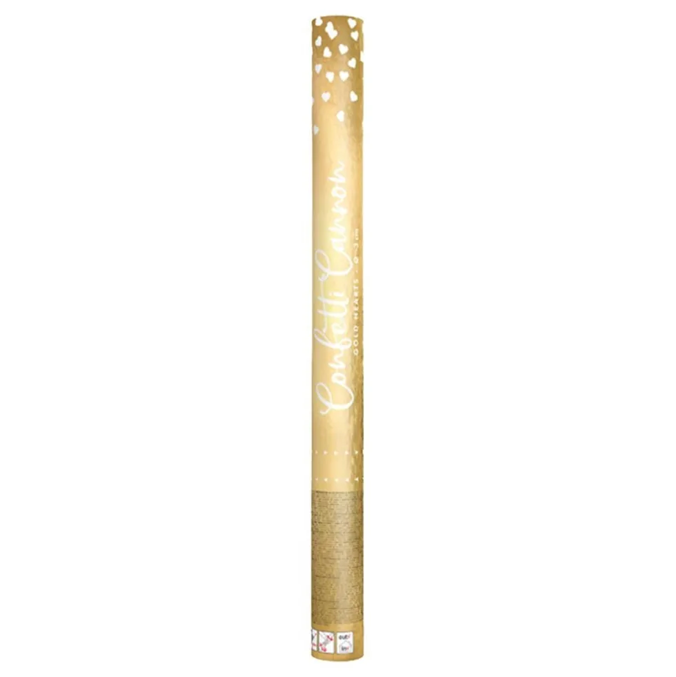 Konfettikanon Hjerter Guld Metallic