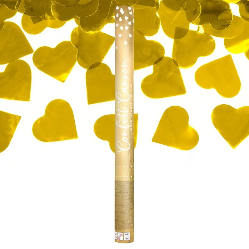 Konfettikanon Hjerter Guld Metallic