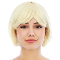 Kort Blond Paryk med Aftagelige Hestehaler
