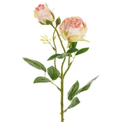 Kunstig Rose med To Knopper Lyserød