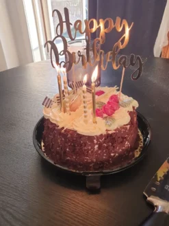 Lagekagedekoration Happy Birthday Guld
