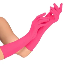 Lange Neonlyserøde Handsker
