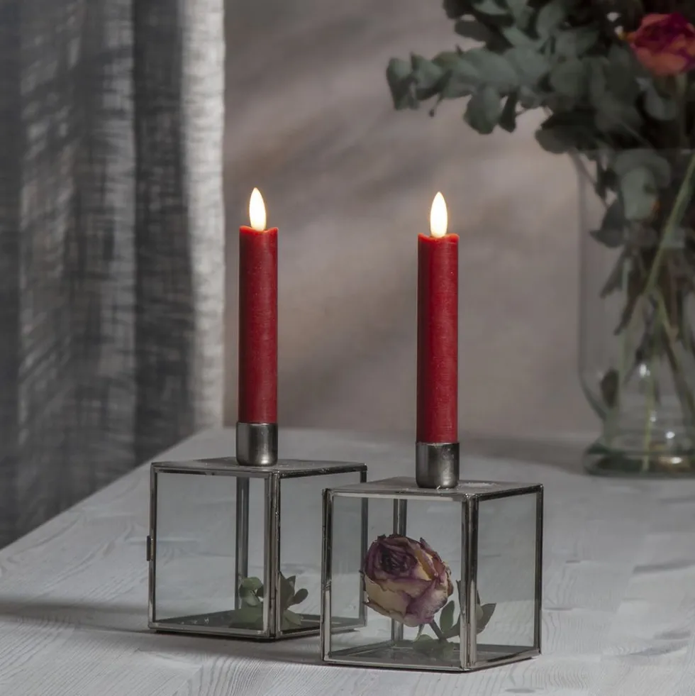 LED Antiklys Korte Rustic Rød