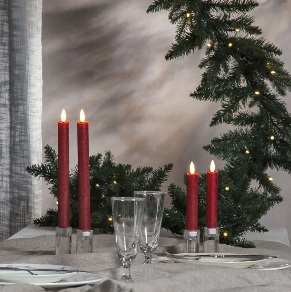 LED Antiklys Korte Rustic Rød