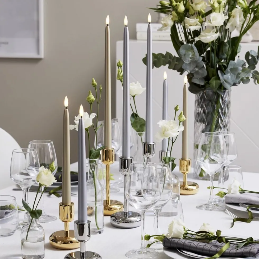 LED Antiklys Lange Metallic Guld