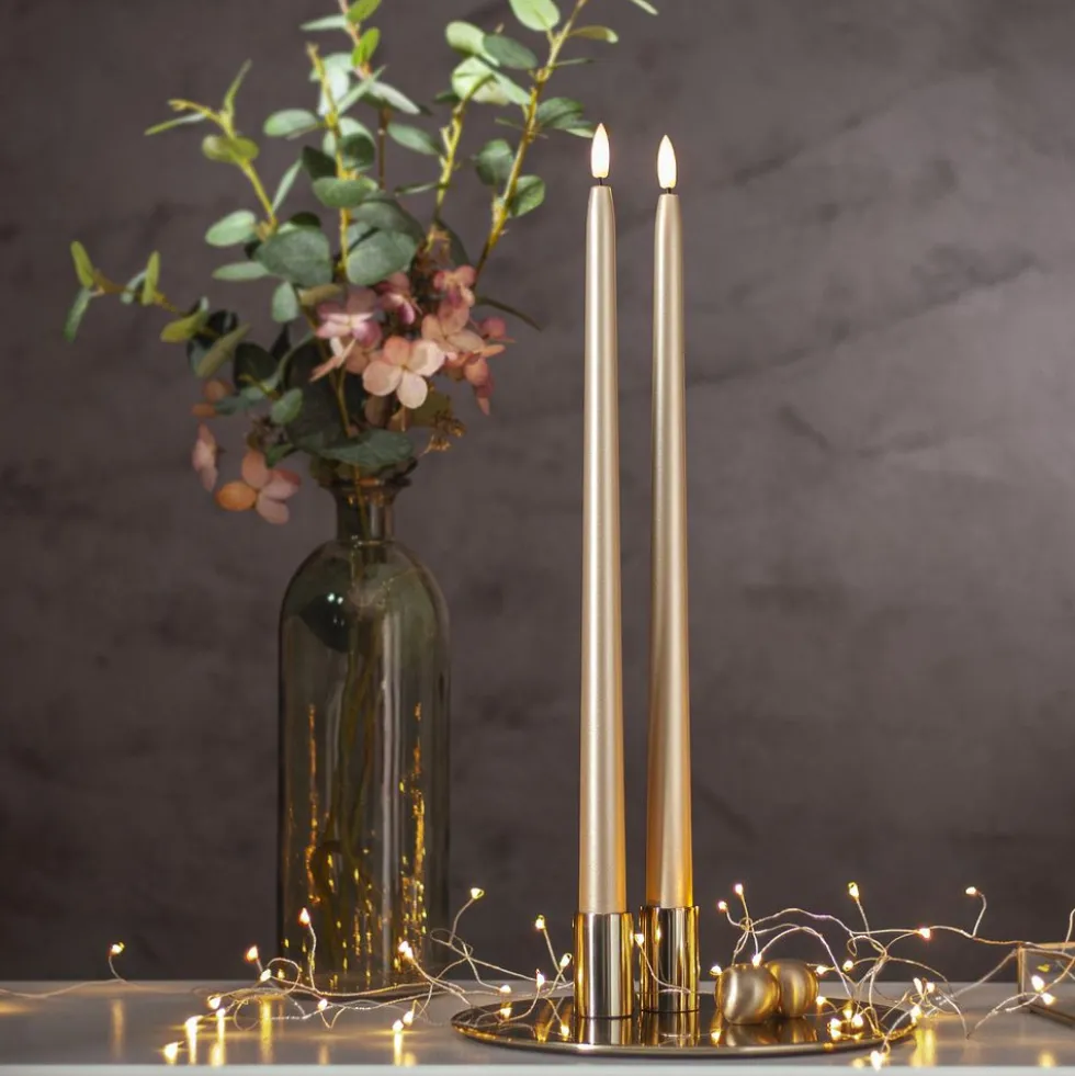 LED Antiklys Lange Metallic Guld
