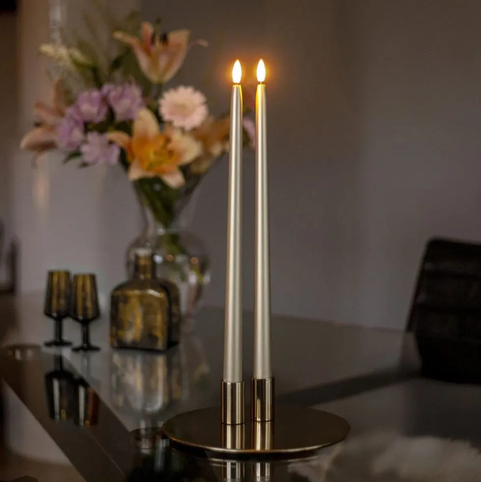 LED Antiklys Lange Metallic Guld
