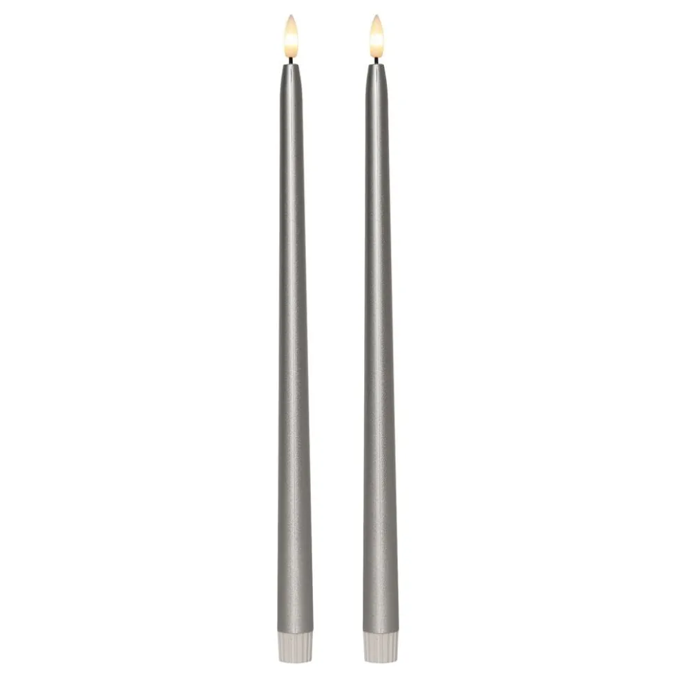 LED Antiklys Lange Metallic Sølv