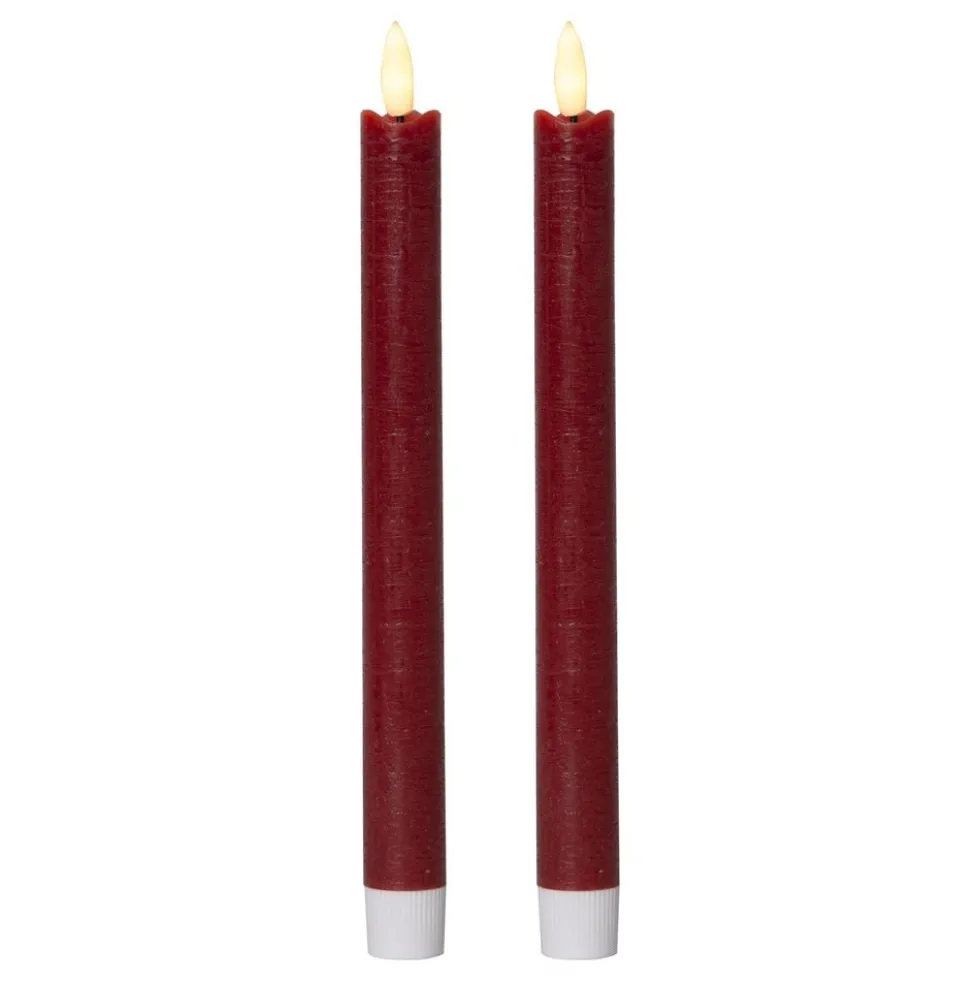 LED Antiklys Lange Rustic Rød