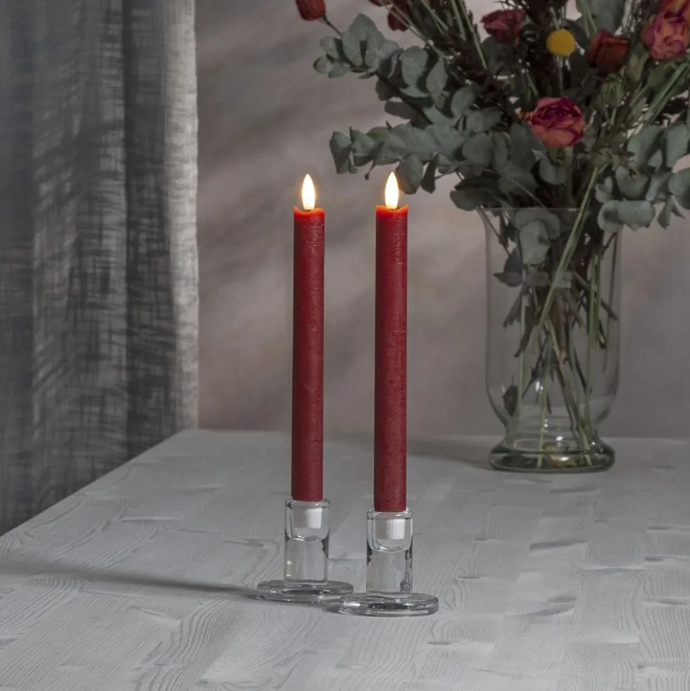 LED Antiklys Lange Rustic Rød