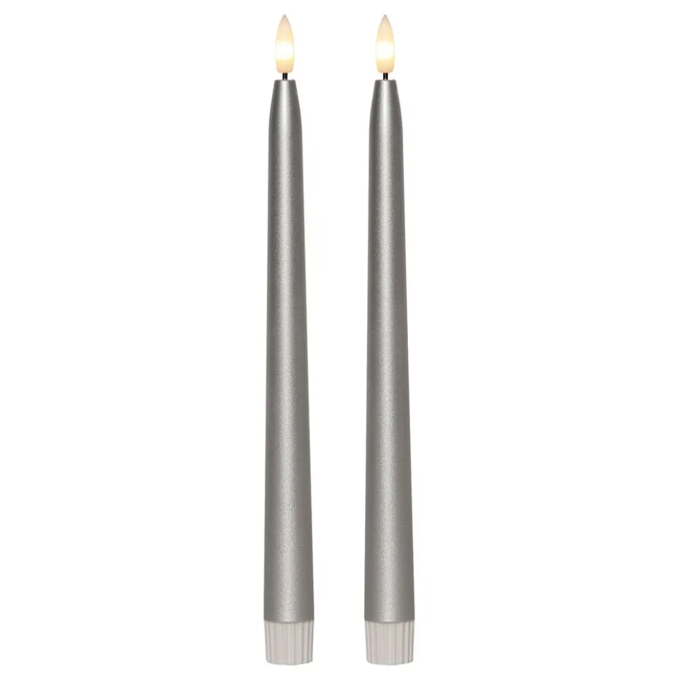 LED Antiklys Metallic Silver