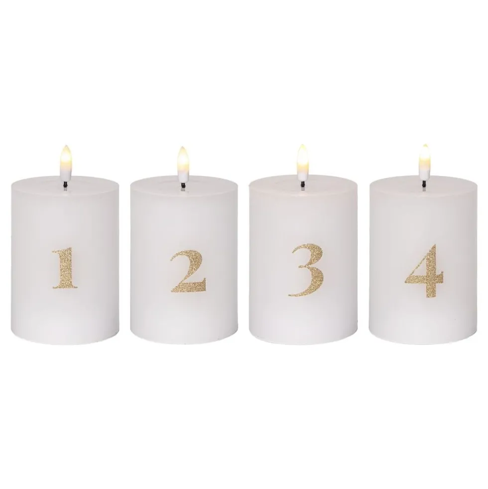 LED Bloklys Flamme Advent