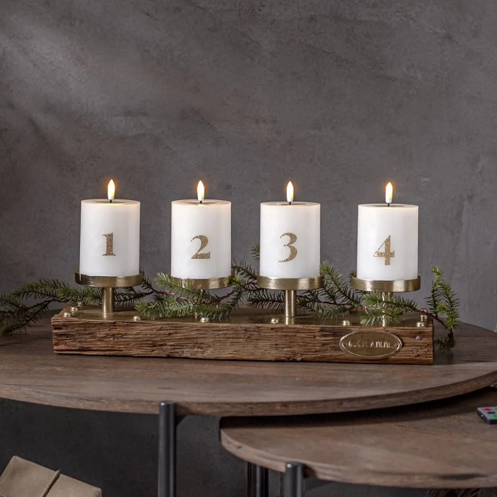 LED Bloklys Flamme Advent