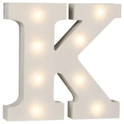 LED-bogstav i Træ Hvid